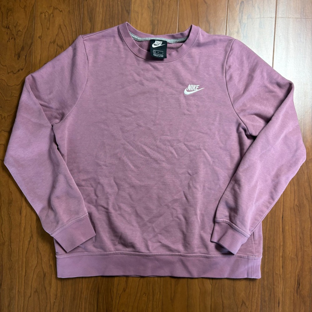 Nike Sportswear Crewneck Sweatshirt Mauve Purple Embroidered Logo Mens Large